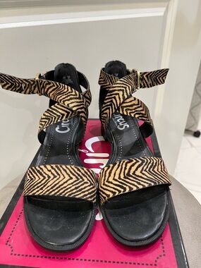 Circus by Sam Edelman Black & Tan Zebra-Print Ankle-Strap Sandals